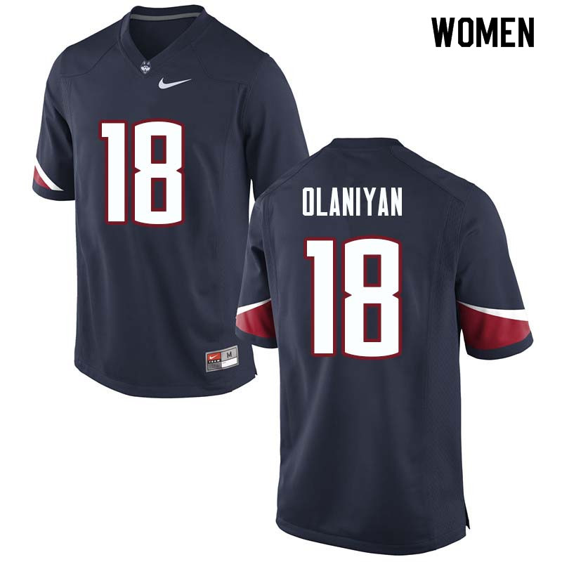 Women #18 Abiola Olaniyan Uconn Huskies College Football Jerseys Sale-Navy - Click Image to Close